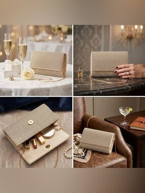 Saks Fifth Avenue Red | Gold & Pave Crystal Evening Bag